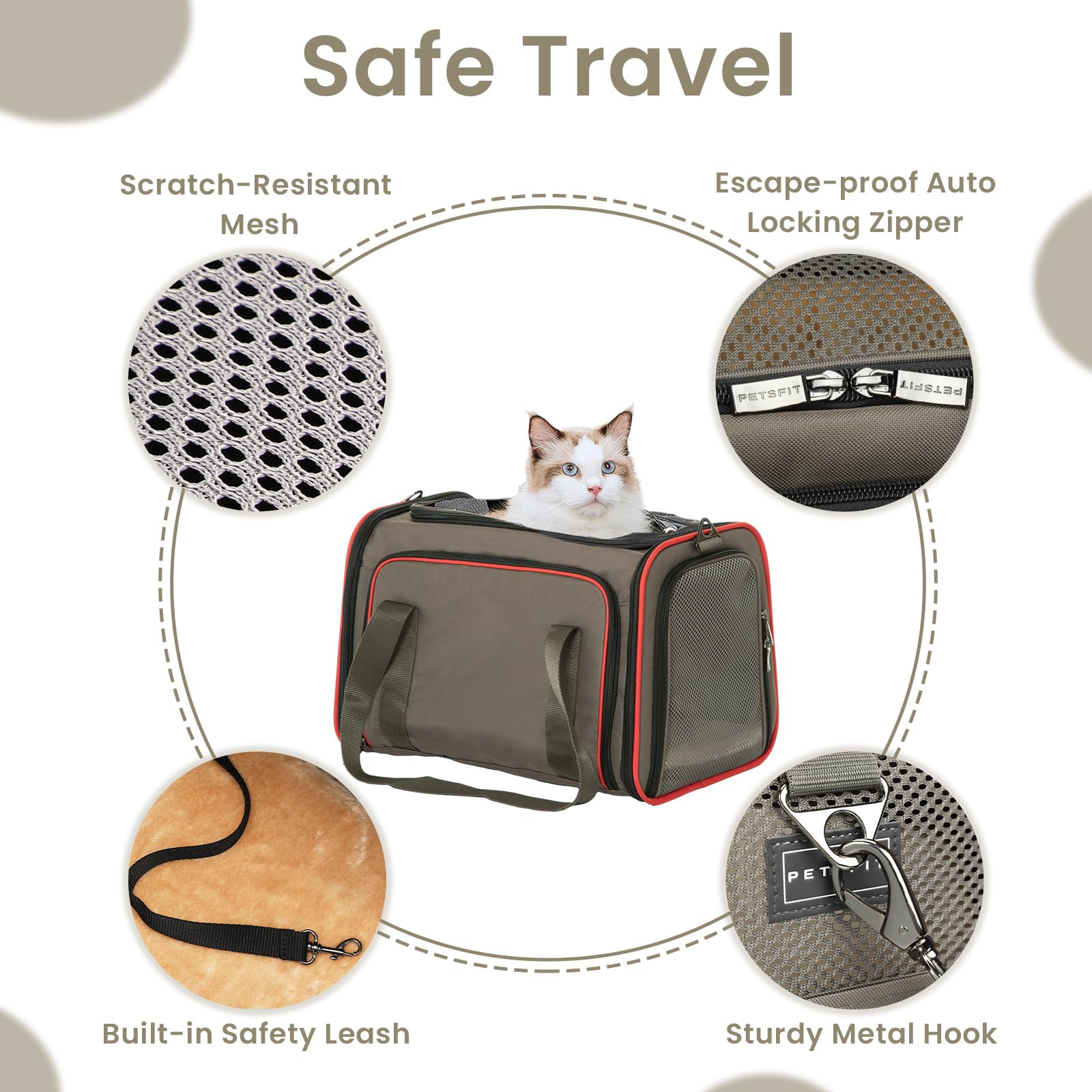 Petsfit carrier luggage strap attachment for easy rolling baggage use