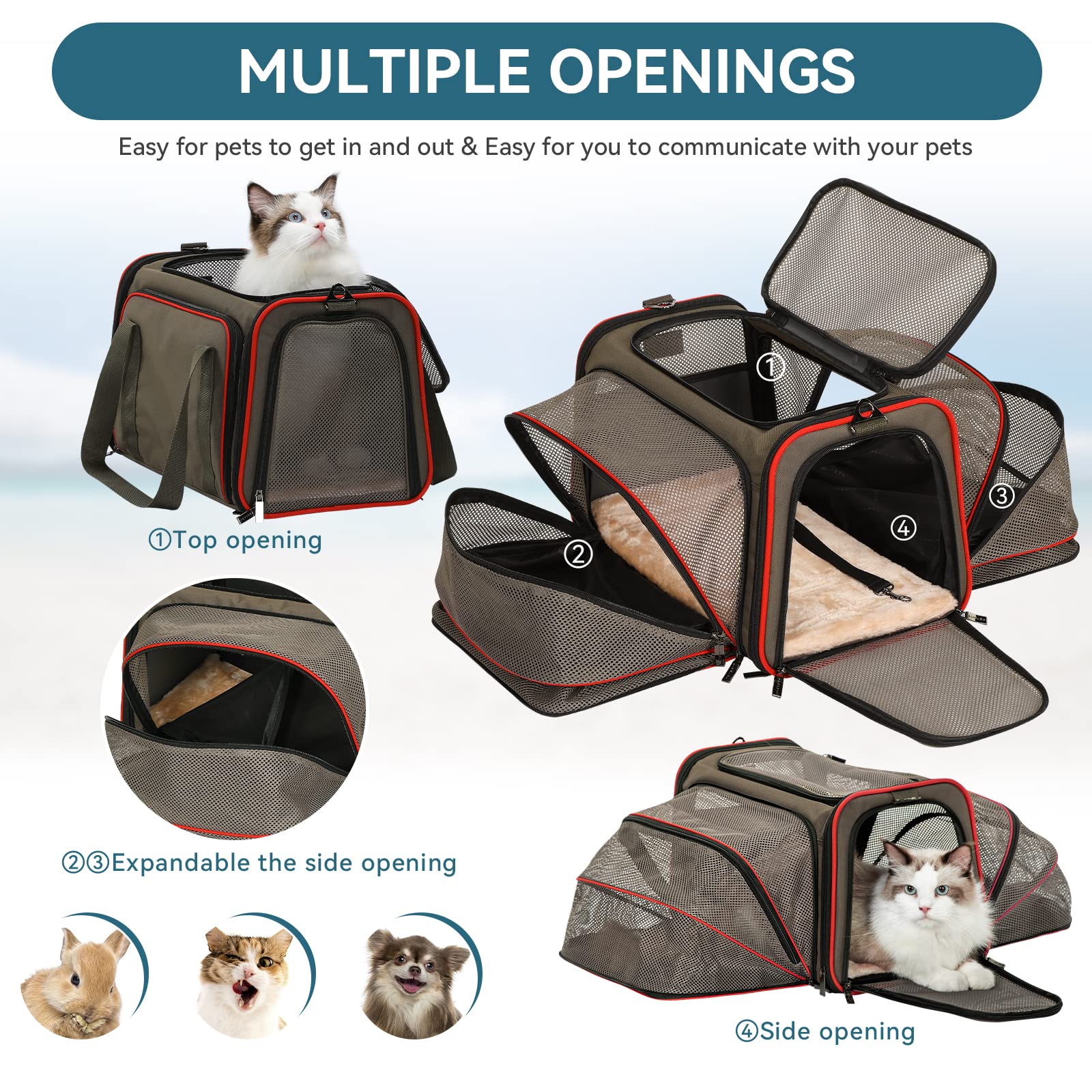 Petsfit carrier features two mesh windows for excellent ventilation