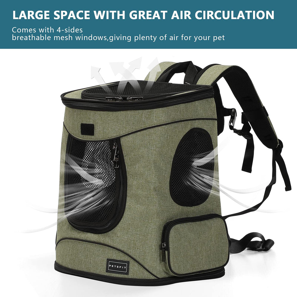 Petsfit Backpack with foldable design and side pockets for storage