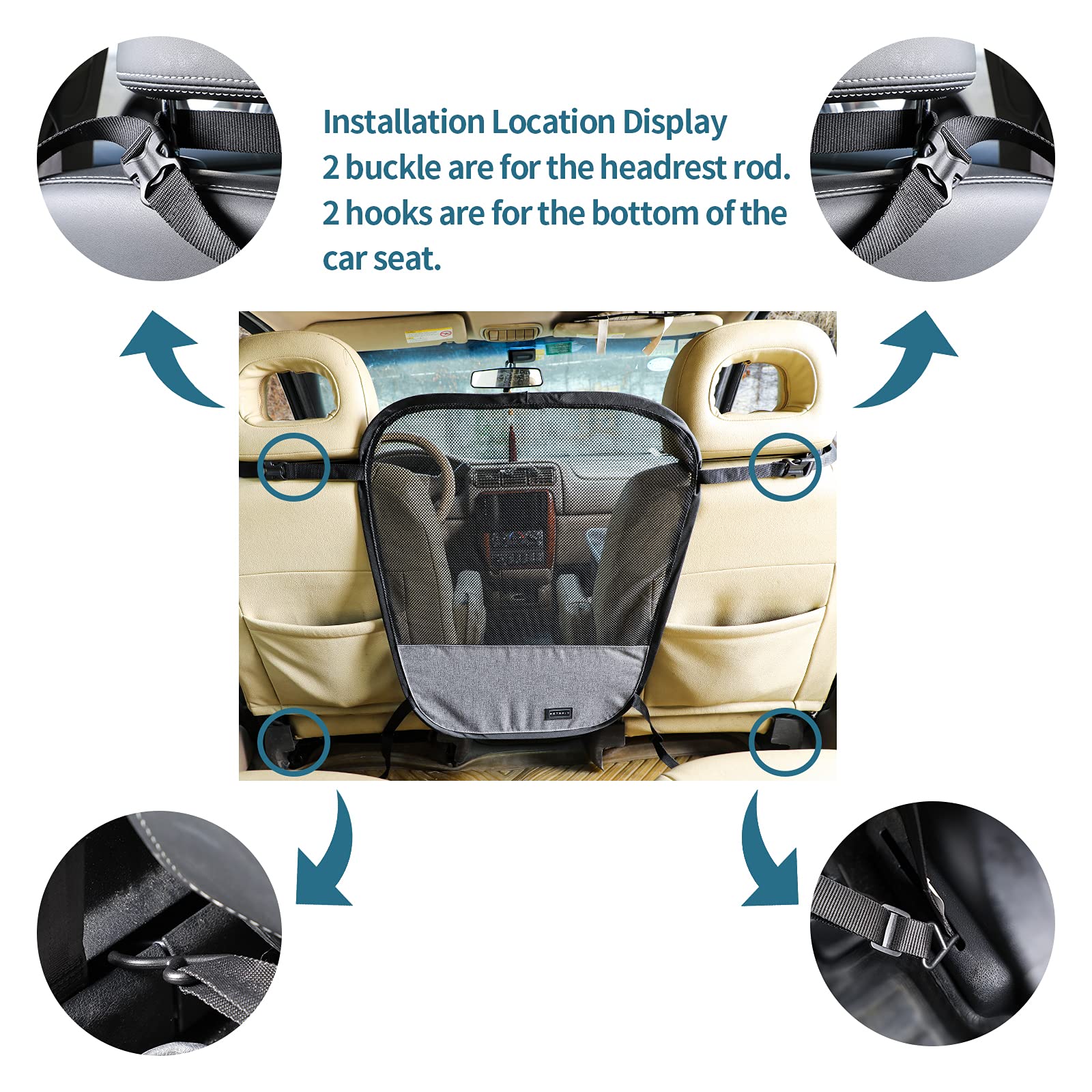 Petsfit barrier universal fit highlights broad compatibility with SUVs and small cars.
