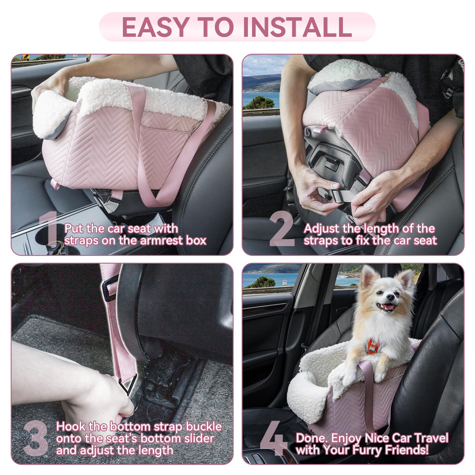 PETSFIT car seat hollow sheets pink provide sturdy support during trips.