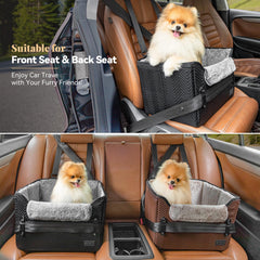PETSFIT car seat showing patented buckles for enhanced safety
