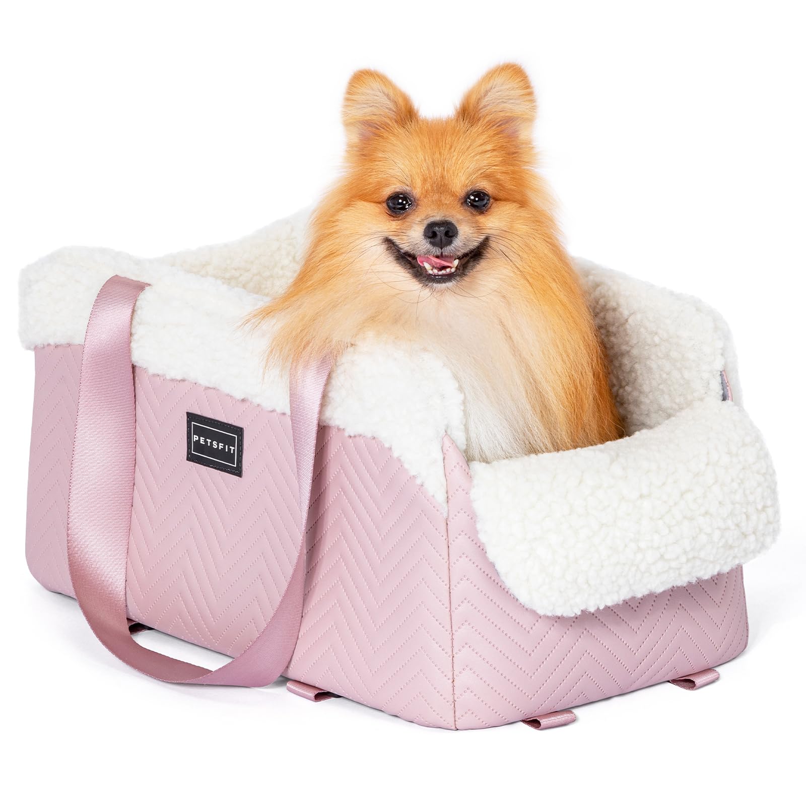 PETSFIT cat car seat window-view pink offers pet a relaxing out-the-window moment.