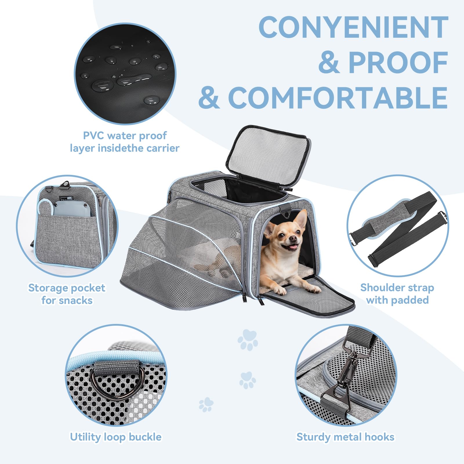 Petsfit side-pocket storage feature keeps essentials within reach.