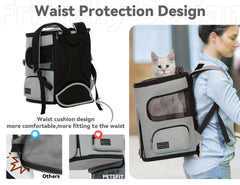 Petsfit backpack safety rope and lockable zipper prevent pet escapes during travel.