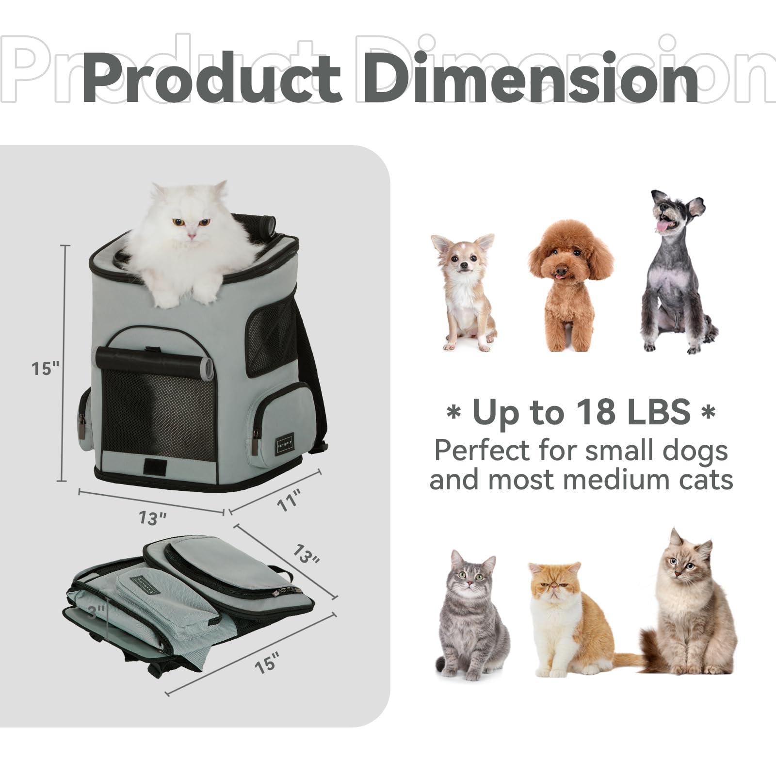 Petsfit backpack mesh ventilation windows ensure steady airflow around your pet.