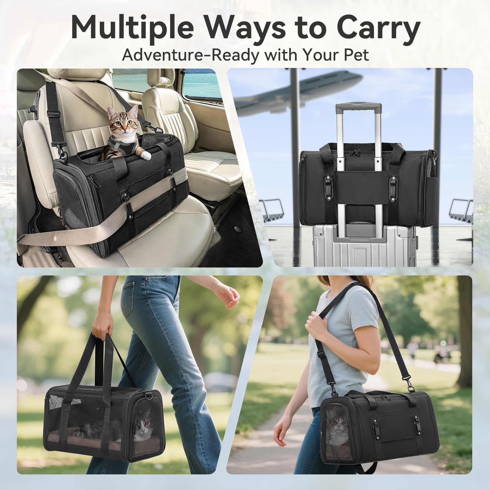 PETSFIT cat carrier durable oxford fabric withstands long trips.