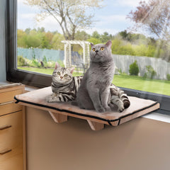 Petsfit cat window perch setup shows easy, secure mounting for two cats