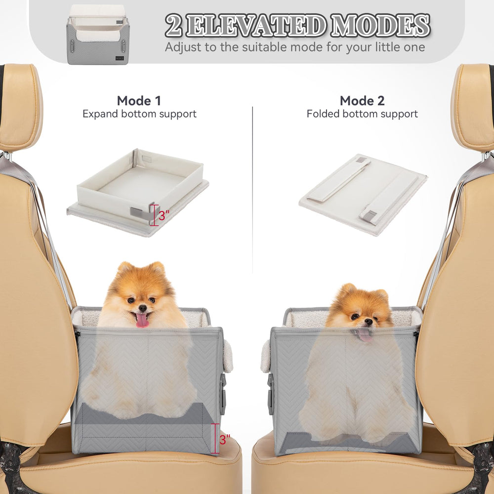 Soft teddy fleece lining inside Petsfit booster seat for coziness on journeys.