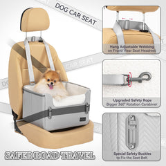 Petsfit booster seat waterproof PU leather close-up highlights wipe-clean durability.