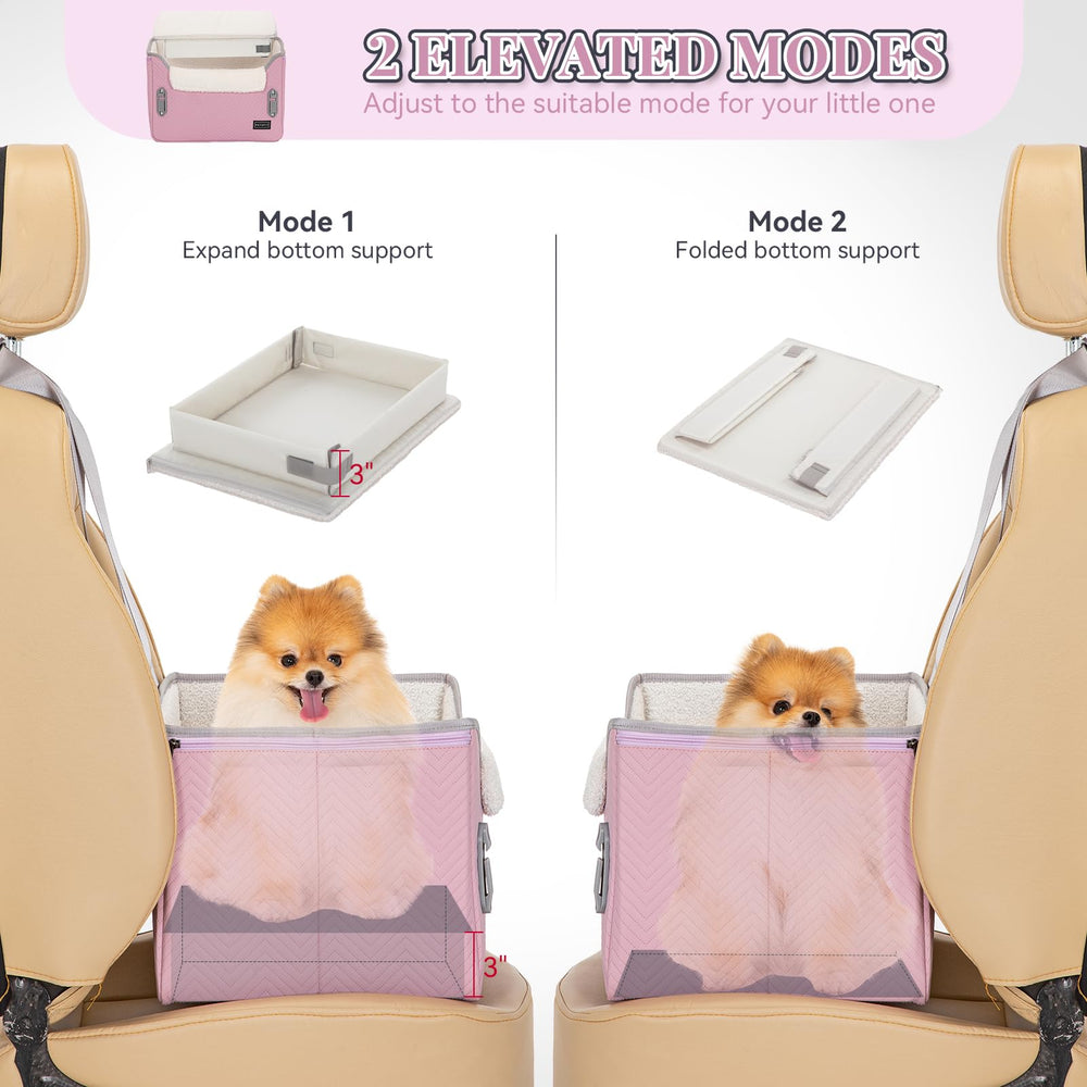 Petsfit dog car seat in front-seat setup for easy access during drive.