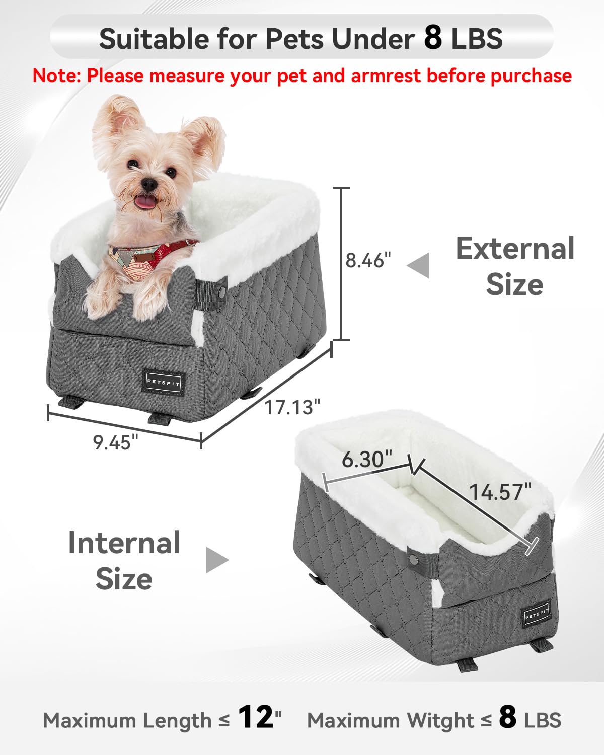 PETSFIT dog car seat harness hook detail highlights reduced pet jumping while driving.