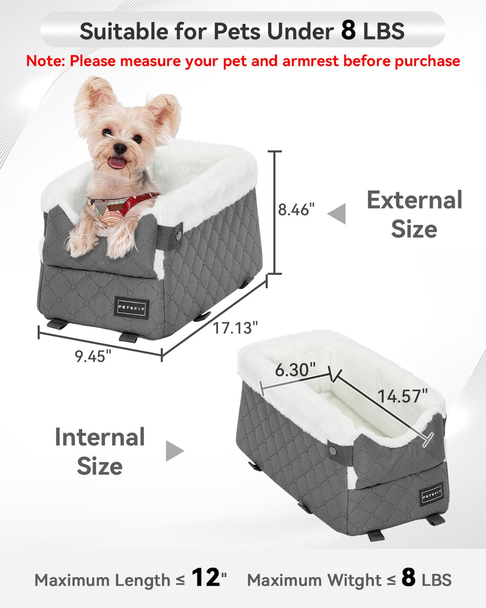 PETSFIT dog car seat harness hook detail highlights reduced pet jumping while driving.