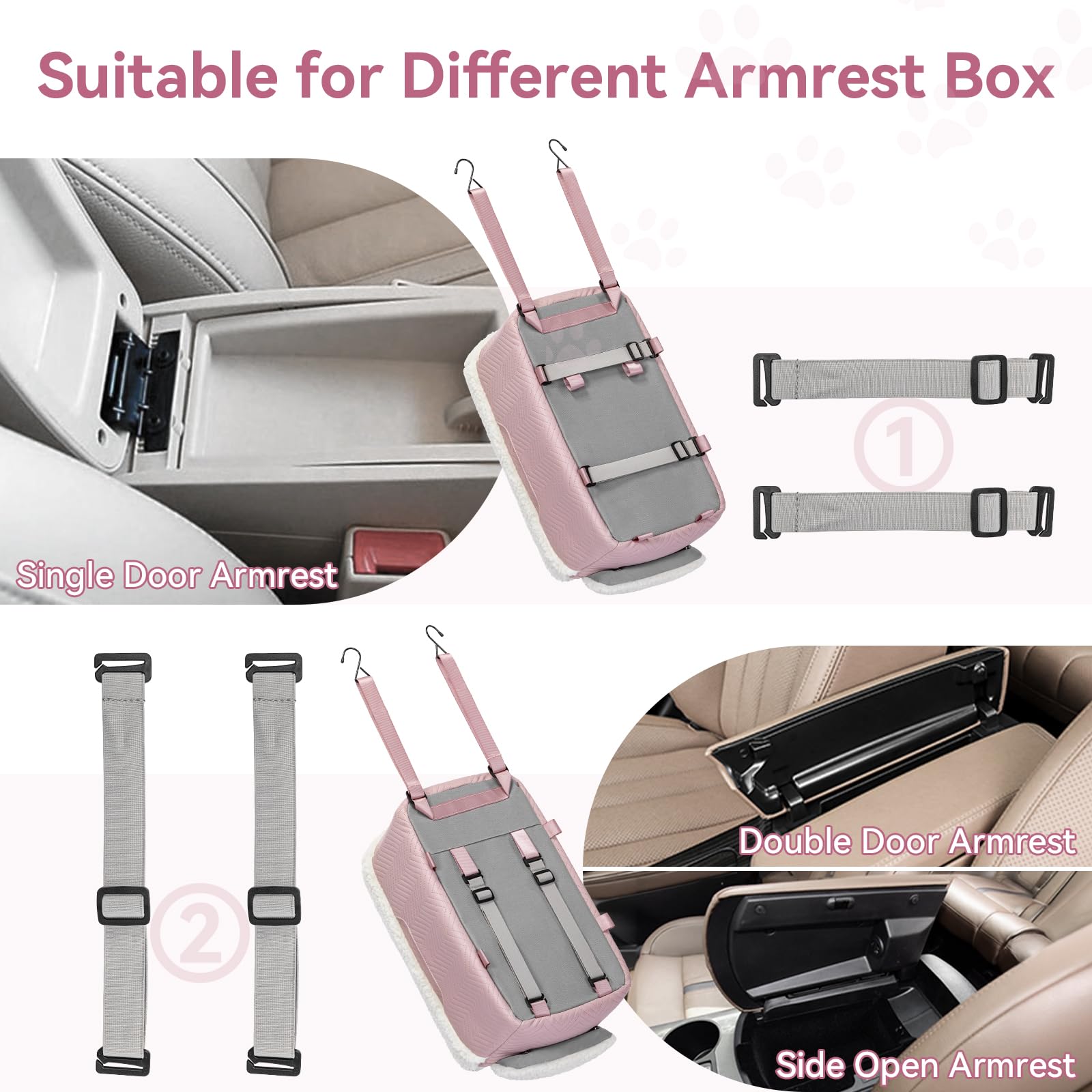 PETSFIT dog car seat pocket pink spotlights convenient storage for essentials.
