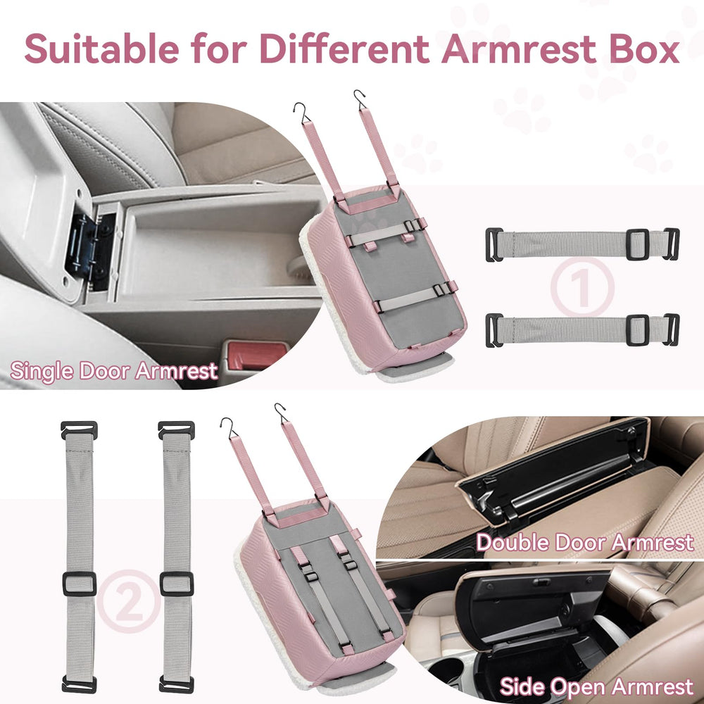 PETSFIT dog car seat pocket pink spotlights convenient storage for essentials.