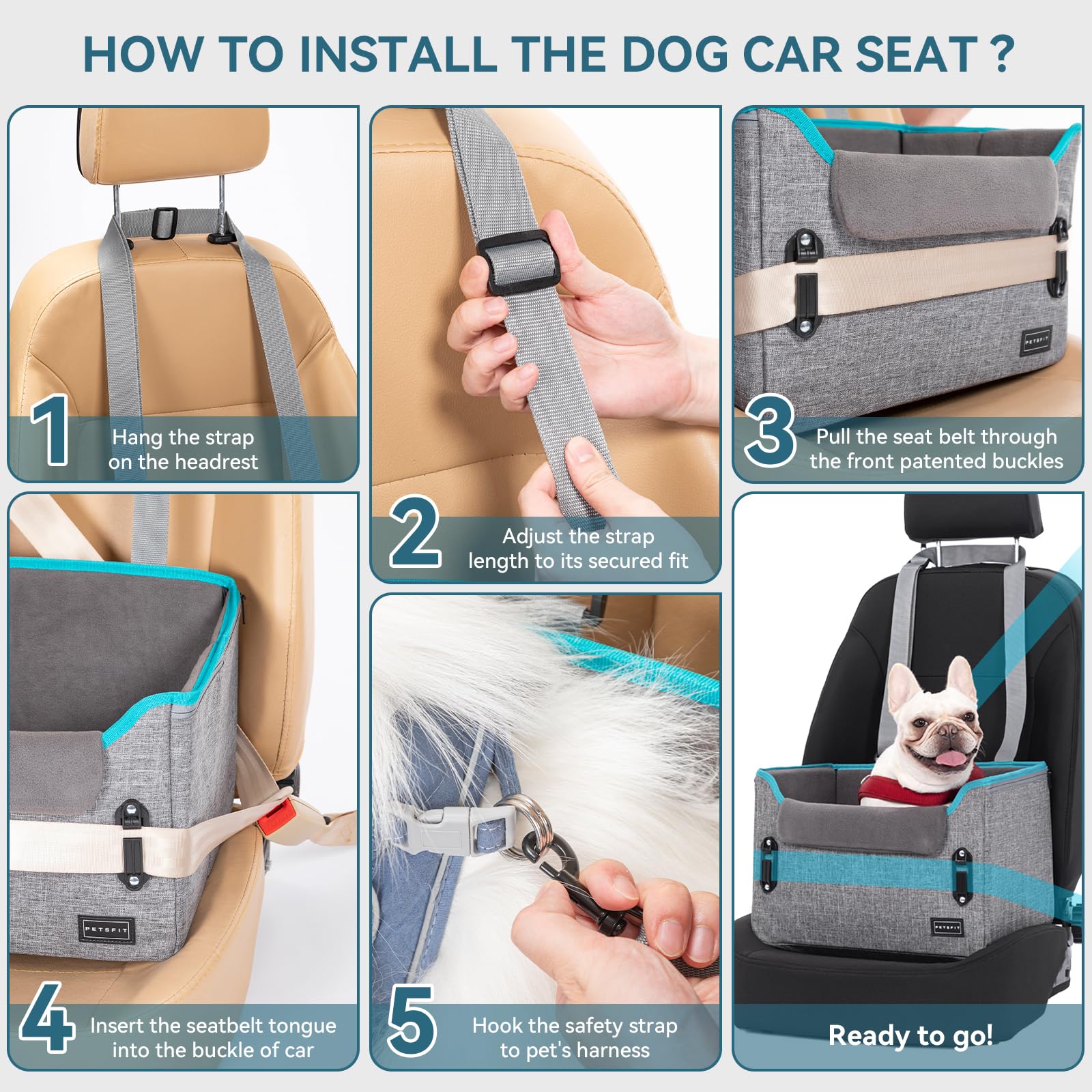 PETSFIT soft cushion and plush lining create cozy ride for small dogs.