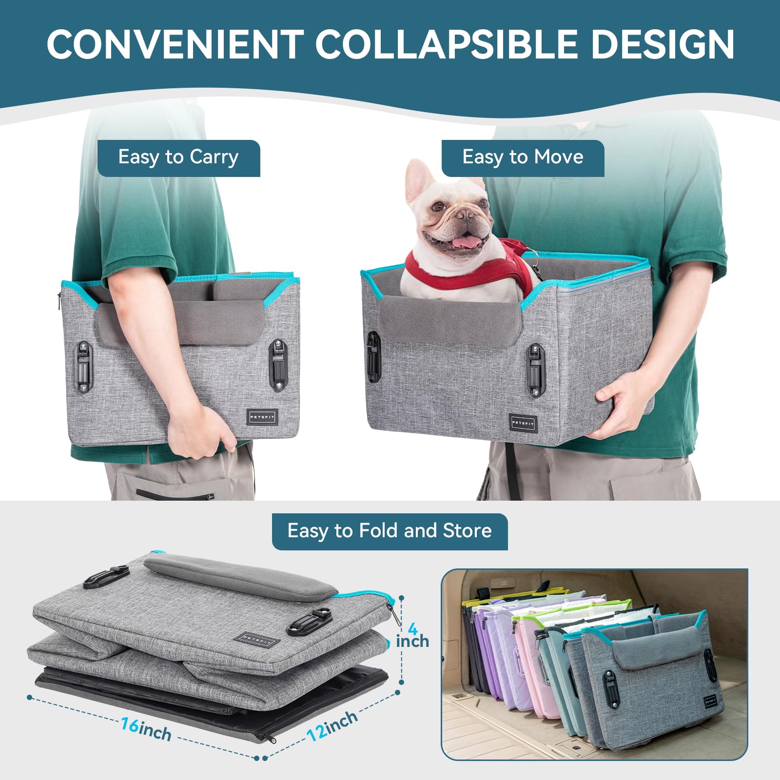 PETSFIT booster seat for travel reduces stress by elevating small dogs.