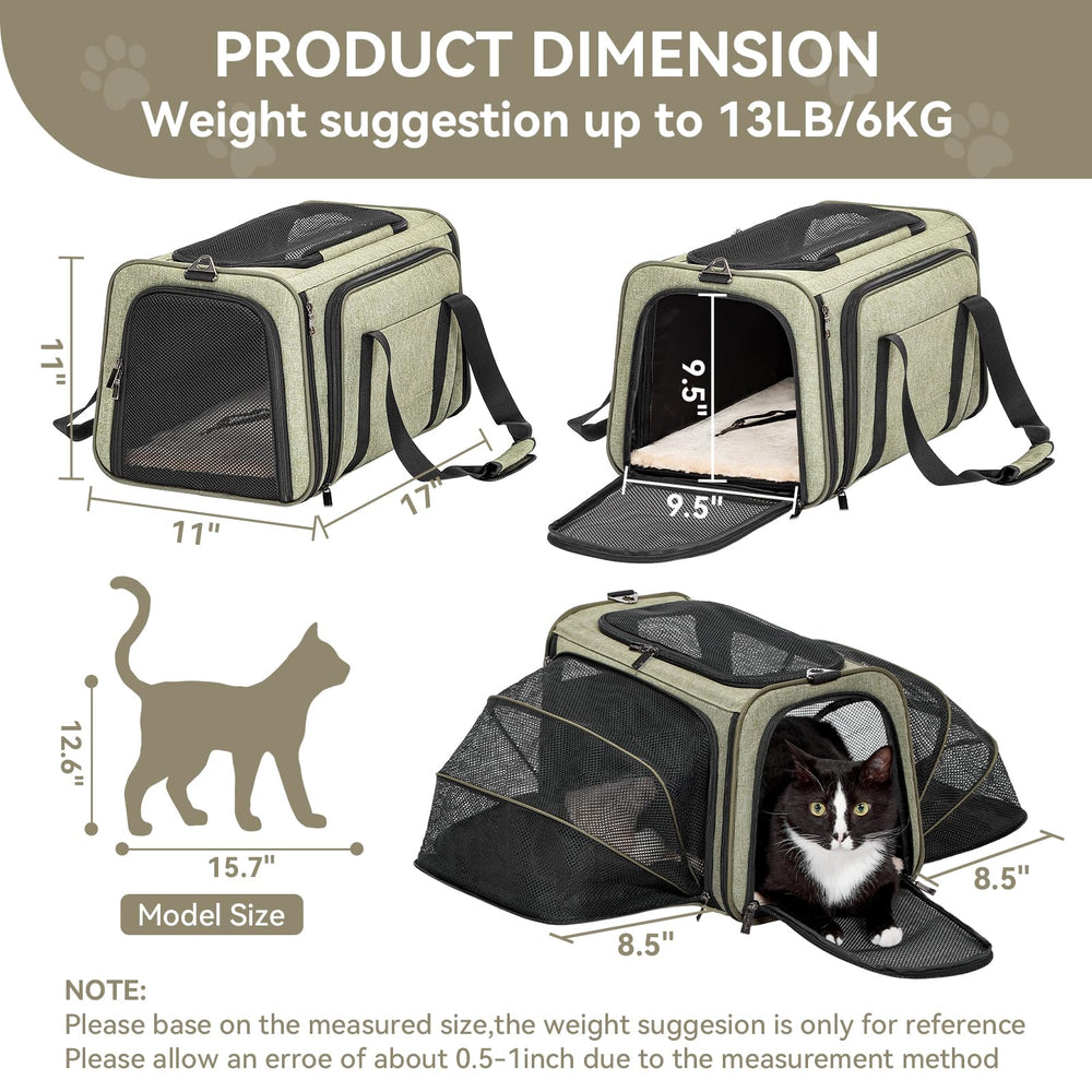 Petsfit expandable carrier fully expanded space lets pets stretch during travel