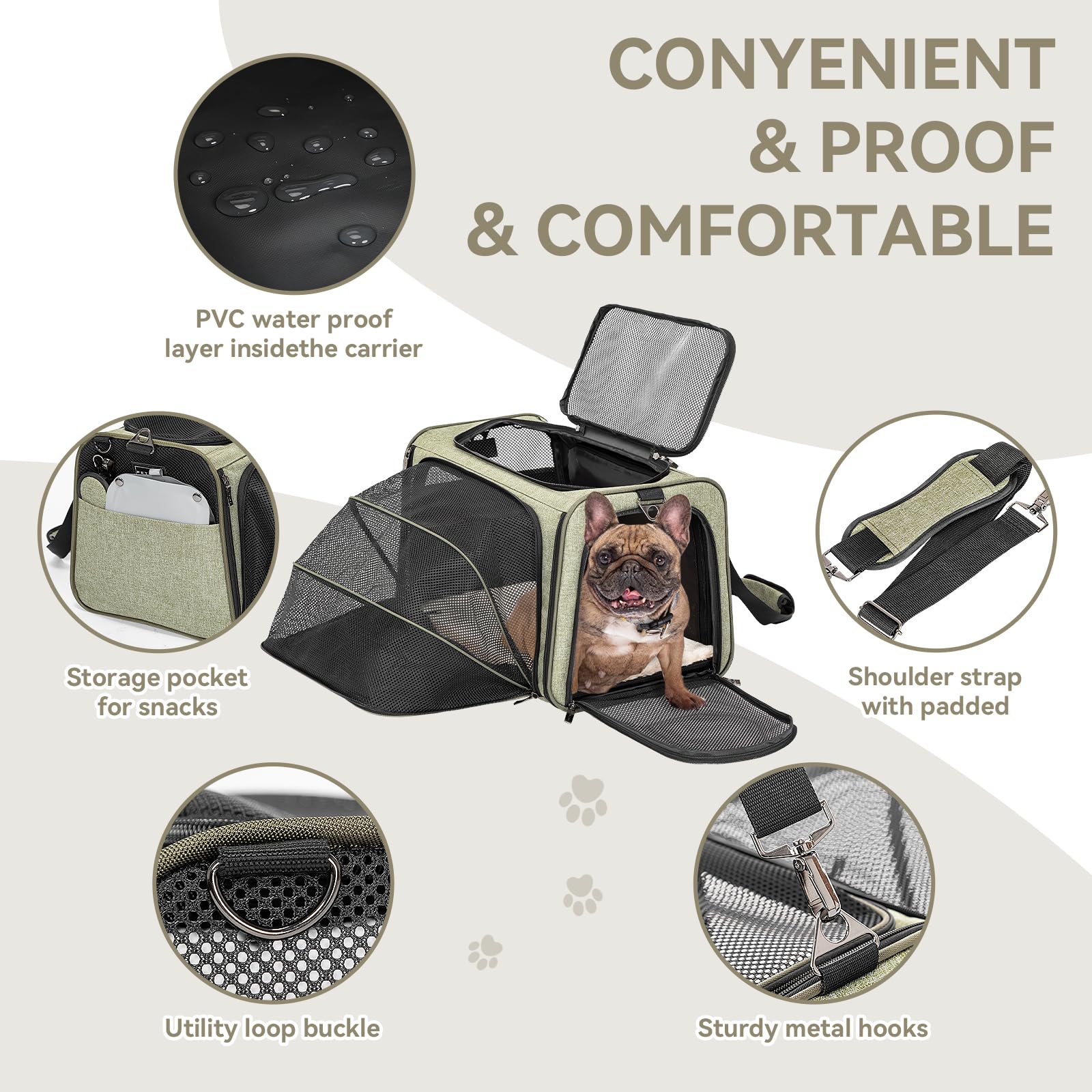 Petsfit Expandable Carrier multiple carrying options with handles and strap