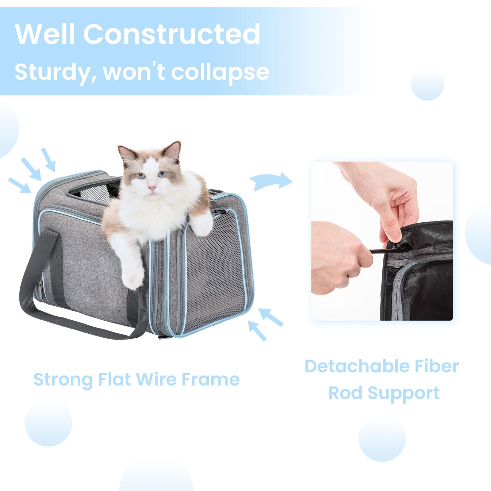 Petsfit carrier accommodates two small pets safely during travel