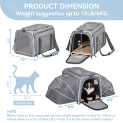 Petsfit expandable carrier in expanded space for extra comfort.