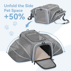 Petsfit expandable carrier open view shows two mesh windows for airflow.