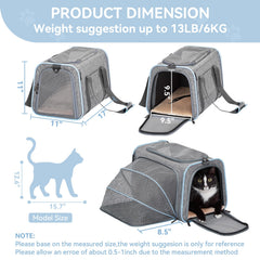 Petsfit expandable carrier closed demonstrates compact form suitable for bag storage.