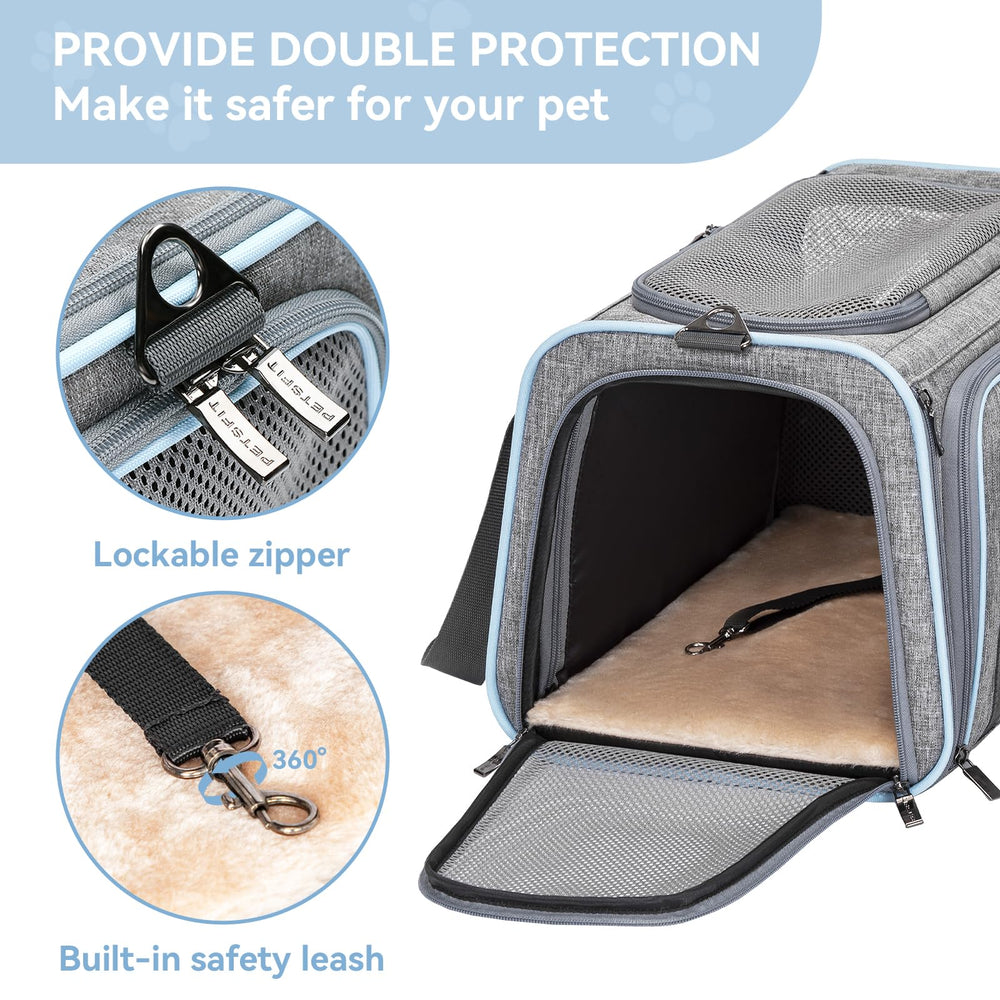 Petsfit extended-space design lets pets relax during flights.