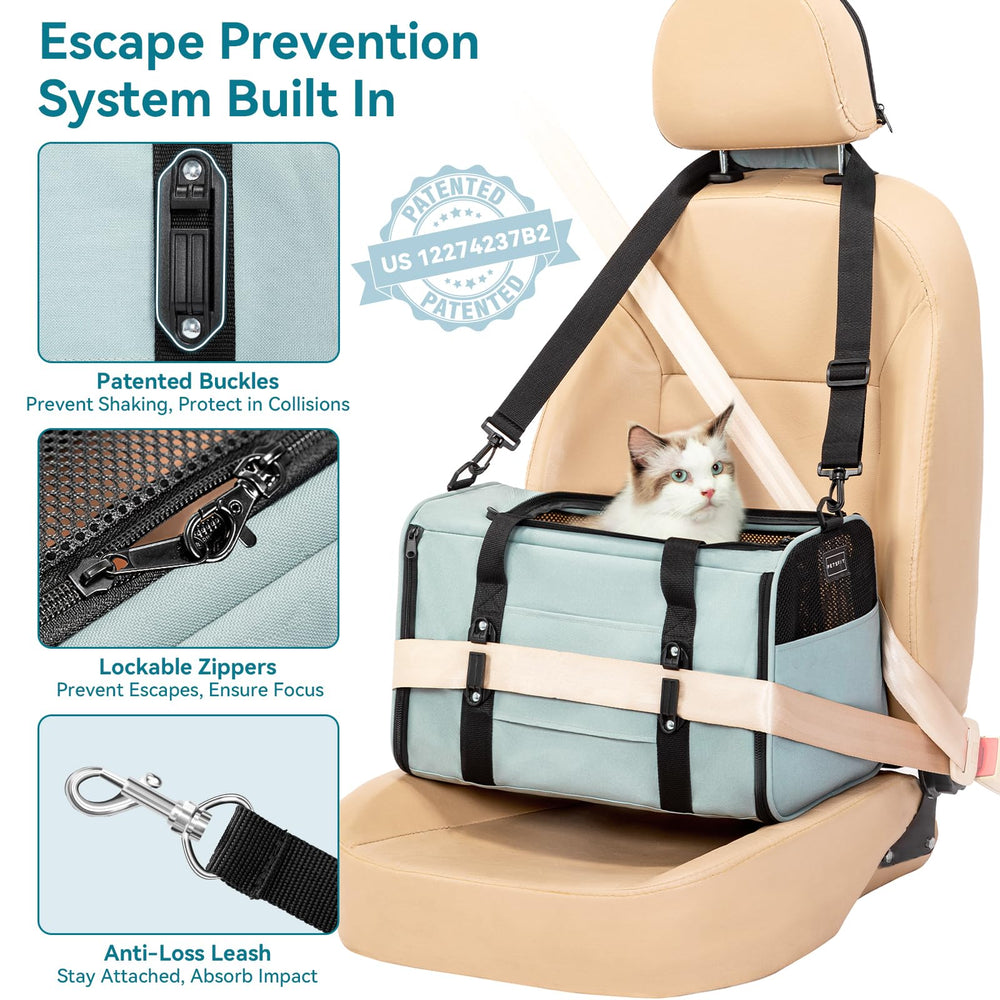 Petsfit lockable zipper cat carrier prevents escape during travel