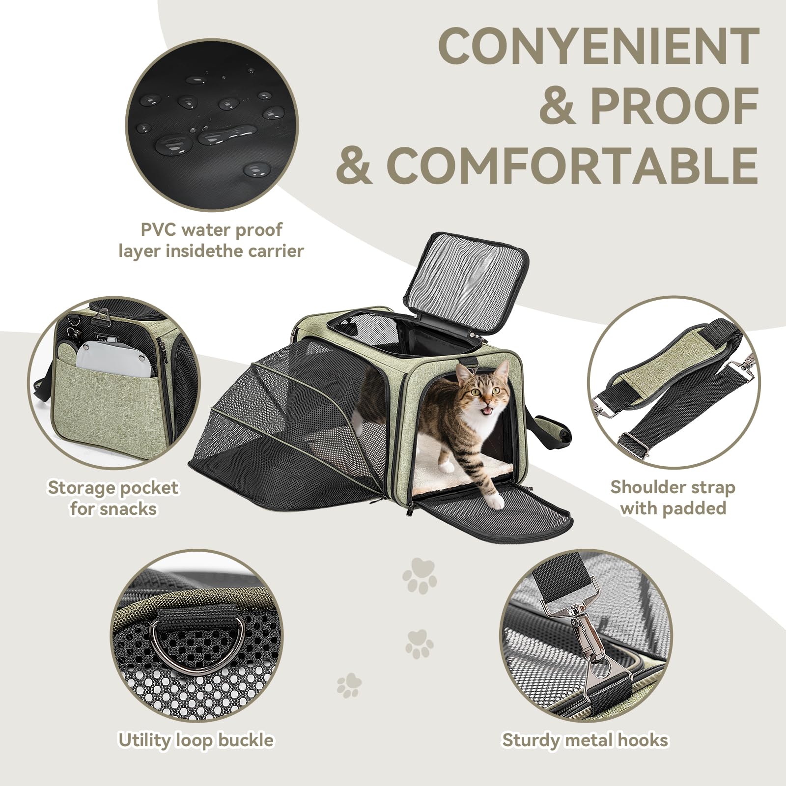 Petsfit carry options including luggage strap and dual handles
