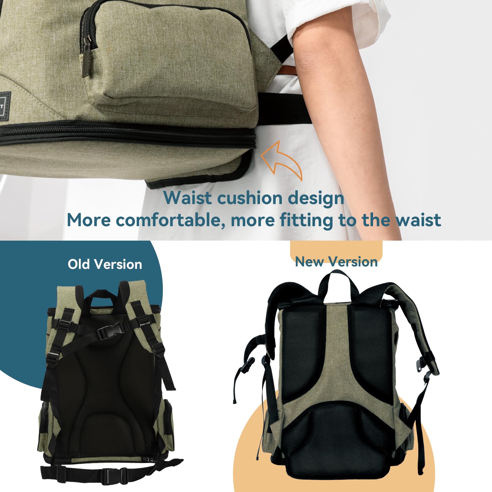 Petsfit Pet Backpack Carrier upgrade waist cushion for comfortable fit on long trips