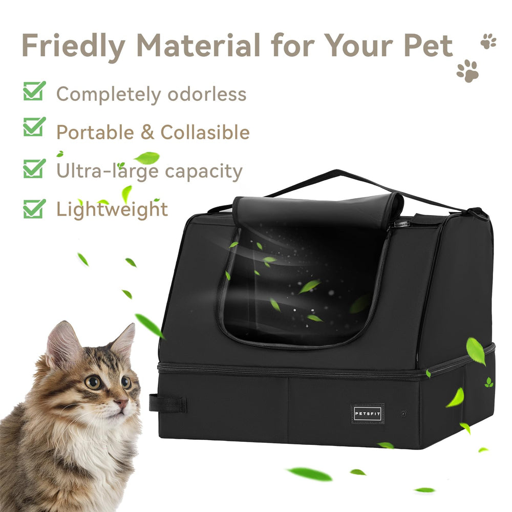 Petsfit litter box with zipper closure for travel and containment.