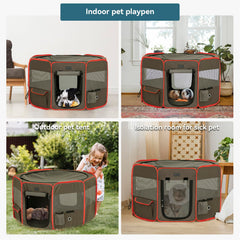 Petsfit portable dog playpen carrying case ready for camping trips.