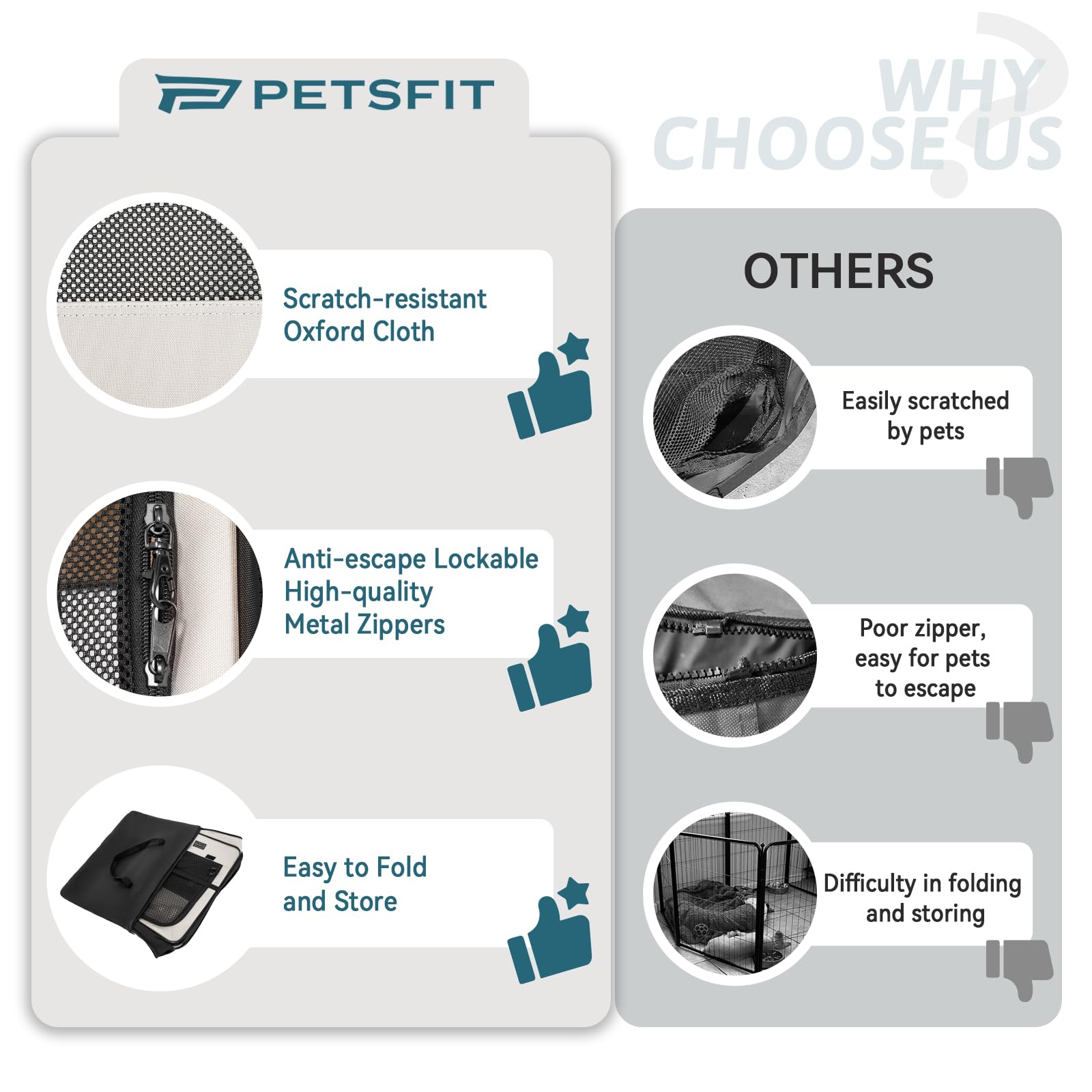 Petsfit portable dog playpen panoramic roof for ventilation
