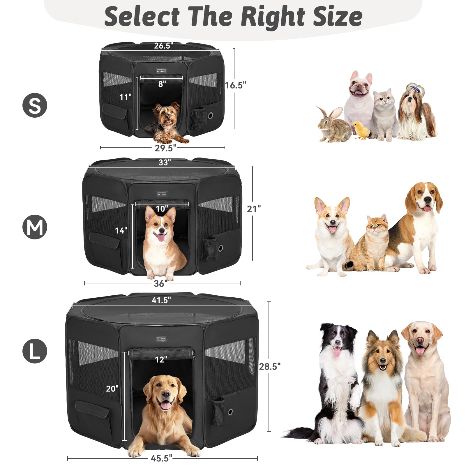 Petsfit playpen tear-resistant hexagonal frame emphasizes durability and escape-proof design