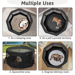 Petsfit portable dog playpen waterproof mat demonstrates easy cleanup and leak protection