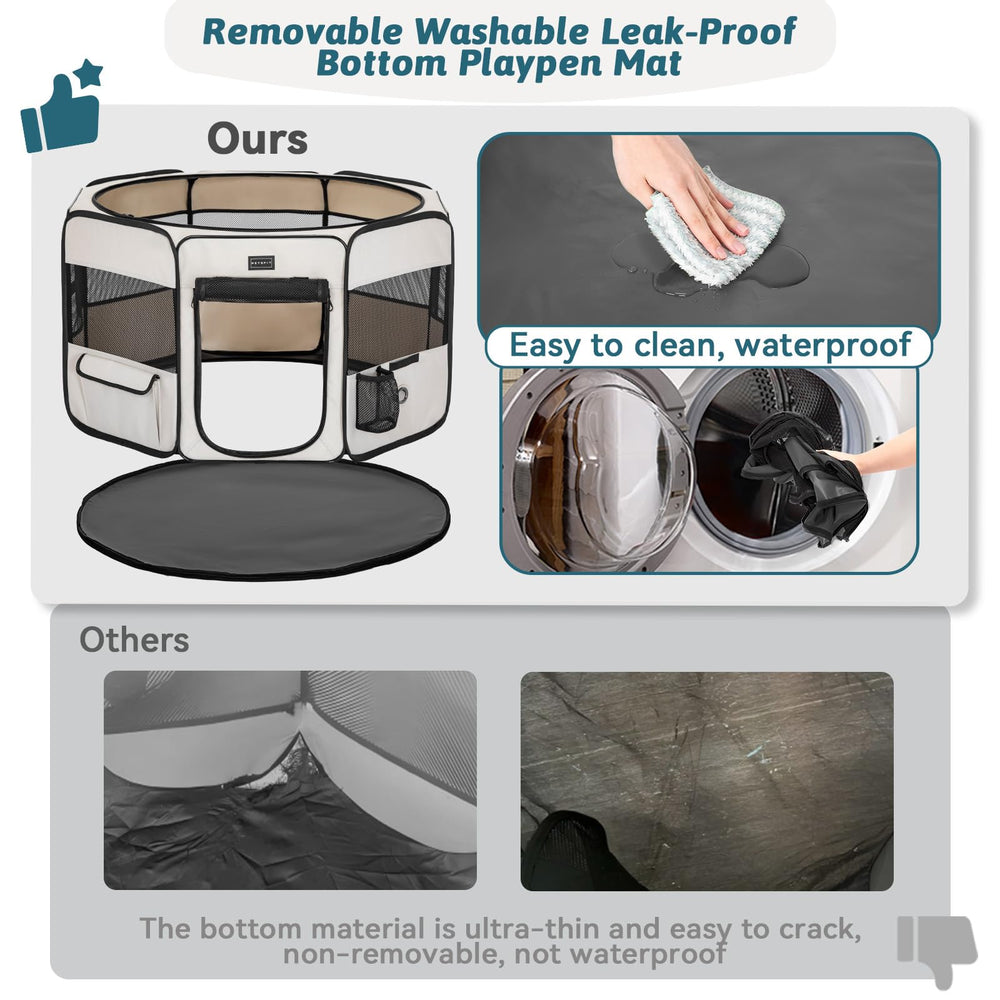 Petsfit portable dog playpen waterproof-mat with easy cleanup