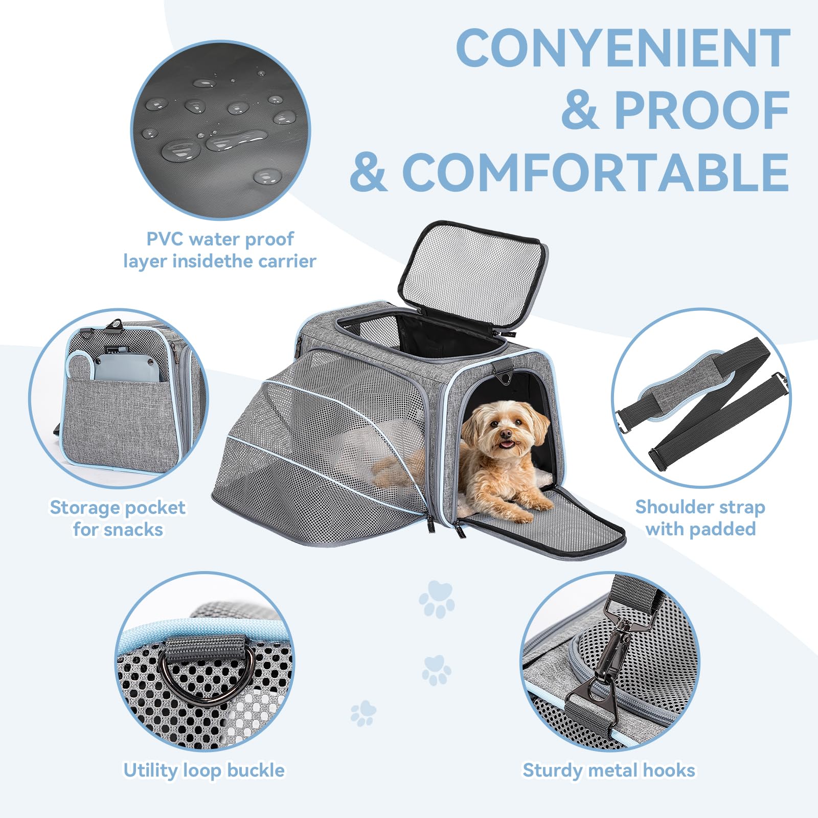 Petsfit luggage-attachment strap aids smooth airport navigation.