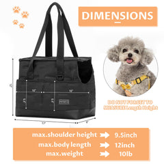 Petsfit small dog purse carrier side view emphasizes cozy comfort and secure fit
