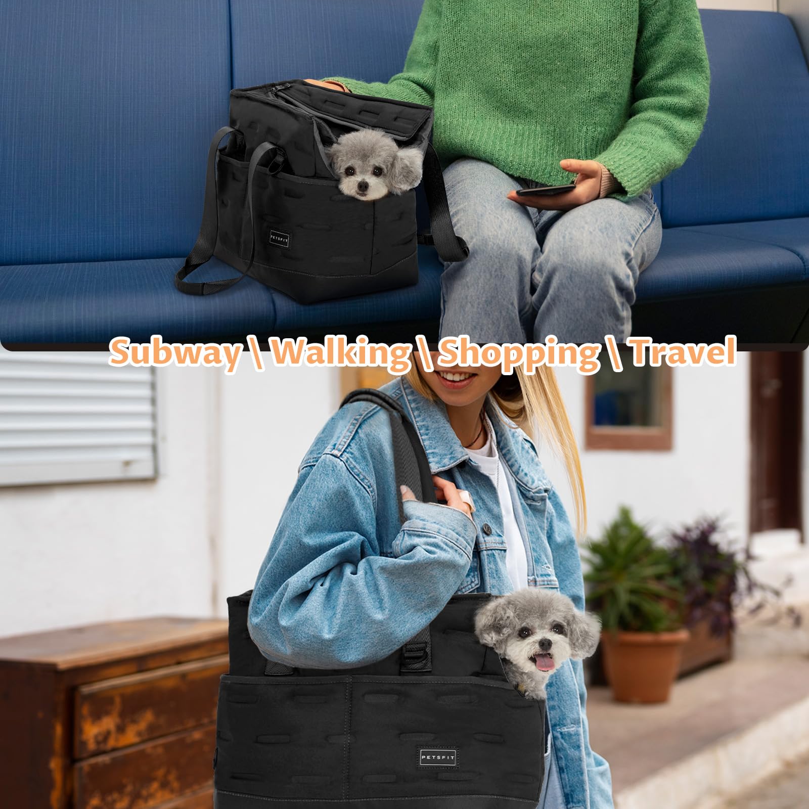 Petsfit small dog purse carrier waterproof bottom protects from damp surfaces