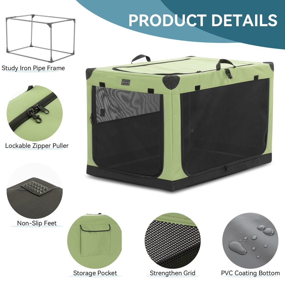 Petsfit soft dog crate side pocket for handy accessories.