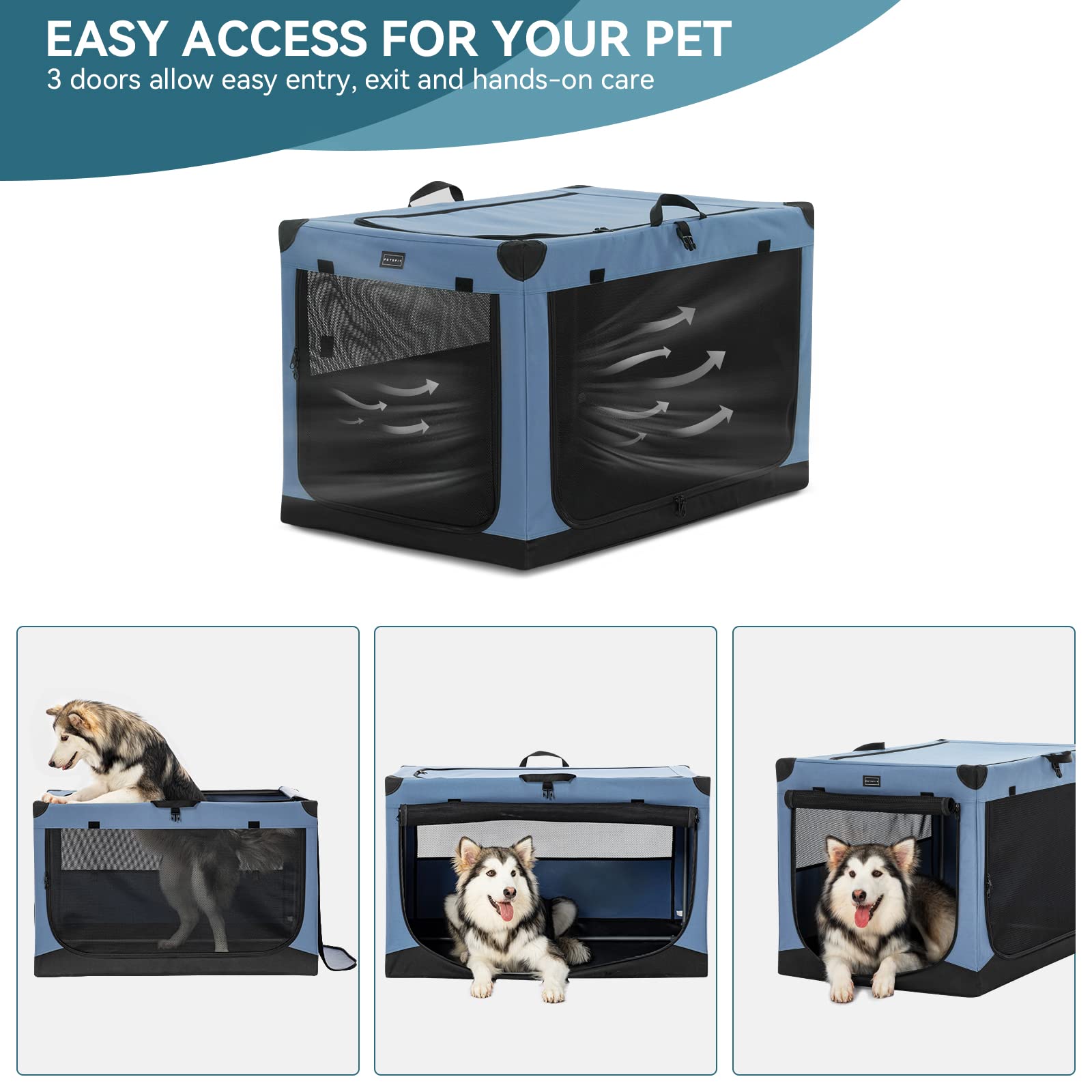 Petsfit Soft Dog Crate side storage pocket for essentials