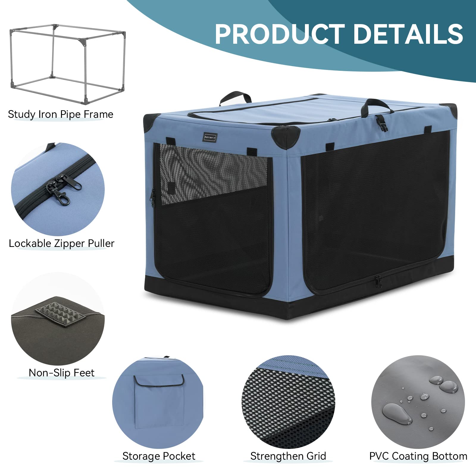 Petsfit Soft Dog Crate removable washable cover simplifies cleaning