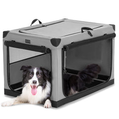 Petsfit soft sided dog crate setup shows quick assembly for on the go transport
