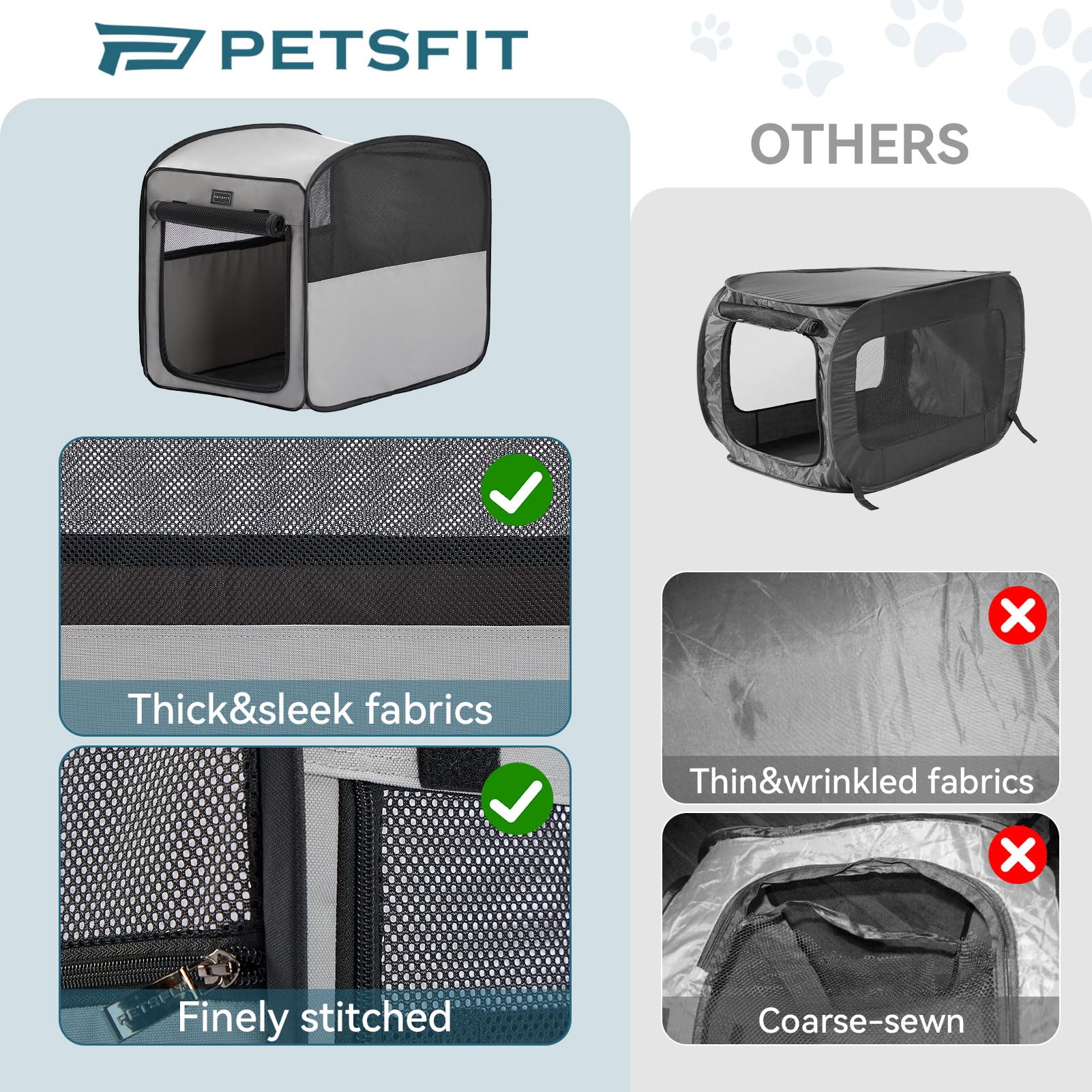 Petsfit travel cat kennel side view showing airflow and secure zipper