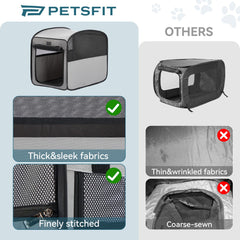 Petsfit travel cat kennel side view showing airflow and secure zipper
