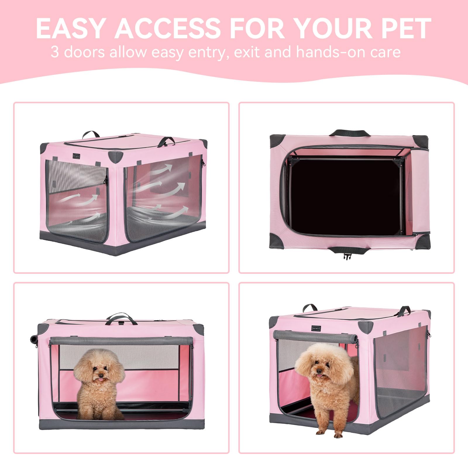 Petsfit travel dog crate-26-inch-size accommodates small dogs up to about 18 lbs.
