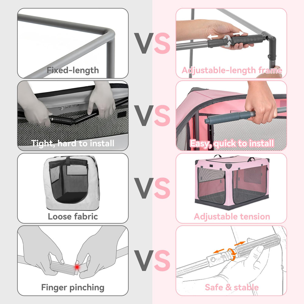 Petsfit travel dog crate folding-compact shows easy collapse and portable storage.