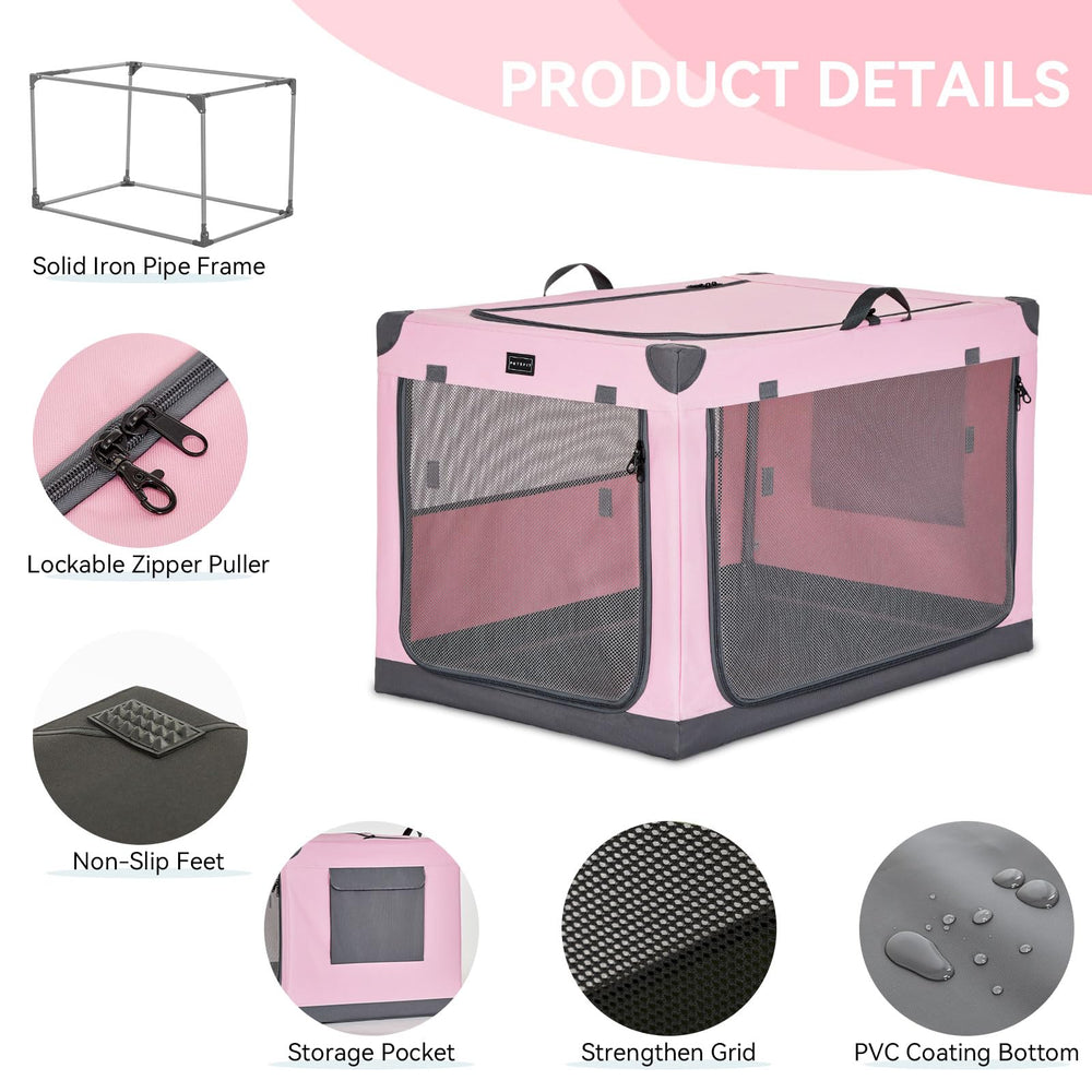 Petsfit travel dog crate side-pocket adds convenient space for small essentials.