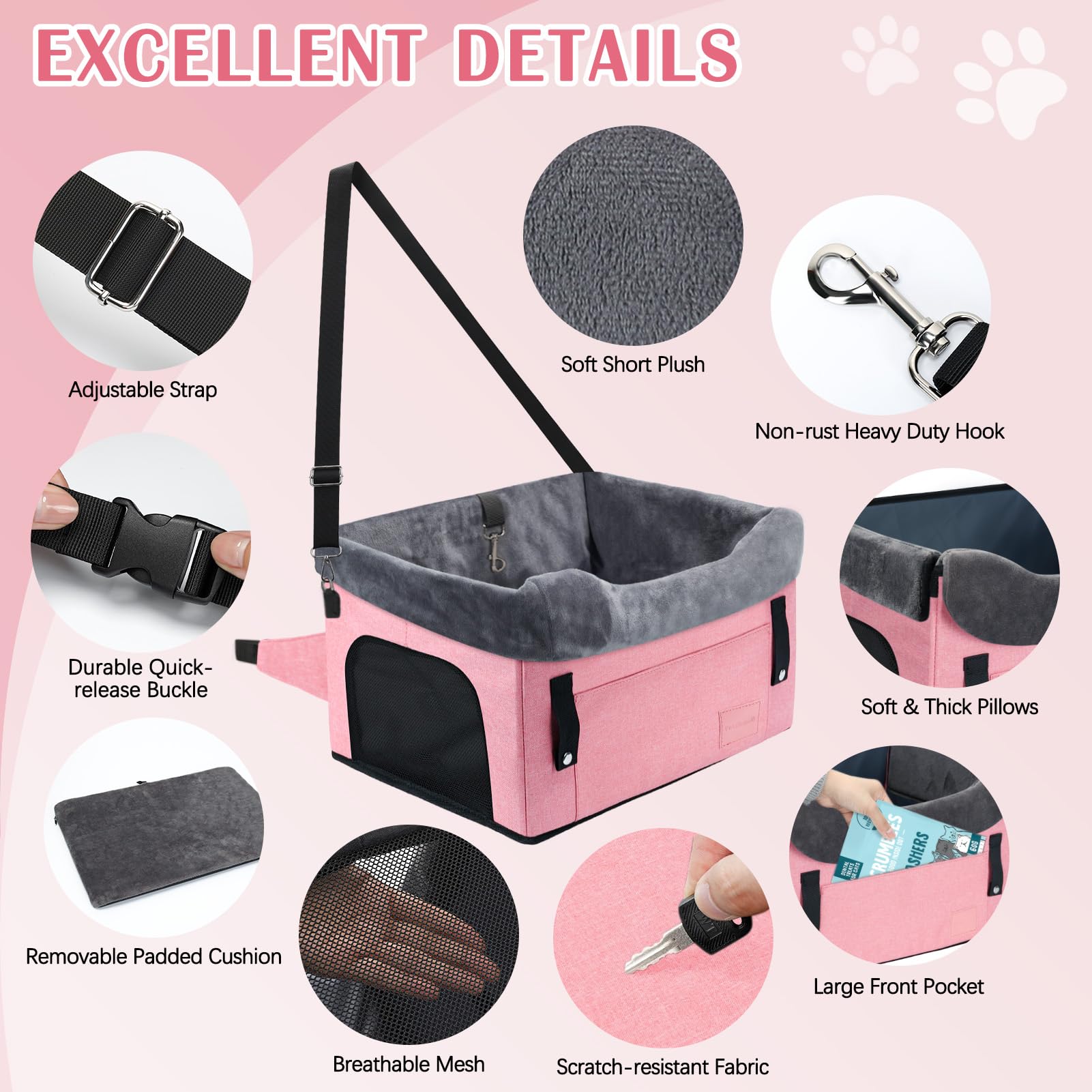 PetsHome dog car seat compact folding design for travel storage